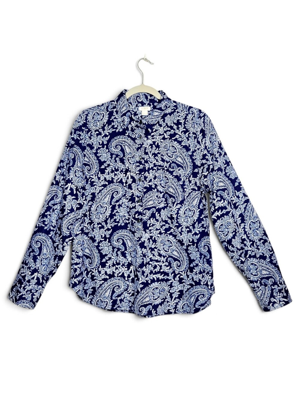 J. Crew Paisley Print button down shirt. Blue/white. Size Large
